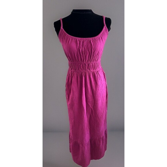 Pact Coastal Double Gauze Maxi Dress In Sangria Size Small Vacation Cruise - Picture 1 of 11